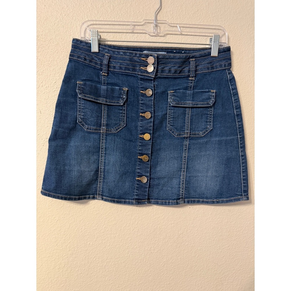 VINTAGE Y2K Jolt Denim Button Front Mini Skirt‎ Blue Pockets Size 3